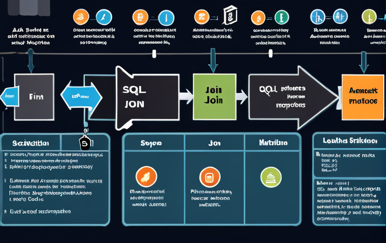 **
"A visually appealing infographic demonstrating SQL JOIN operations. Use icons representing tables, arrows showing data flow, and Arabic text labels explaining INNER JOIN, LEFT JOIN, RIGHT JOIN. The overall aesthetic should be modern and data-driven."
**