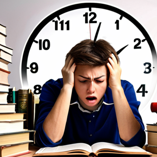 Home 6 Time Management for IT Exam**
Prompt: A stressed student surrounded by books and a clock, using the Pomodoro Technique, highlighting focus and efficiency for the Information Processing Technician exam.
**
