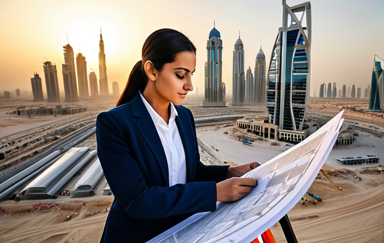 **

"A professional female architect, fully clothed in modest business attire, reviewing blueprints on a construction site in Dubai at sunset, appropriate content, safe for work, perfect anatomy, natural proportions, professional photography, high quality."

**