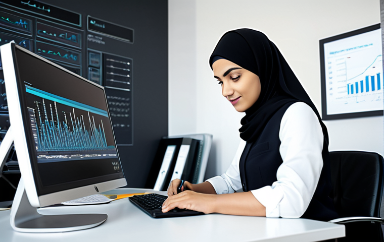 **

"A professional data analyst, fully clothed in modest, business-casual attire, working at a clean, modern office desk with a computer displaying data visualizations.  Arabic script elements subtly incorporated in the background. Safe for work, appropriate content, perfect anatomy, natural pose, high-quality rendering."

**