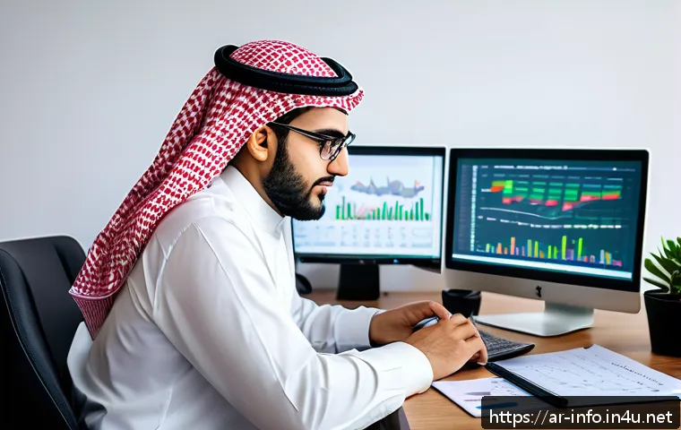 정보처리 실기 시험과 현업 실무의 접점 - A professional Arab man in his late 20s wearing smart casual attire and glasses, sitting at a modern...