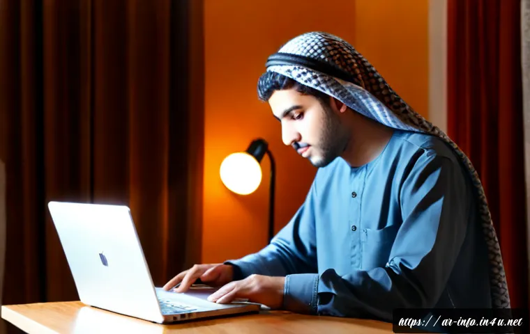 Home 17 정보처리 실기 시험 대비 실무 코딩 연습법 - Photorealistic Arab university student practicing practical programming tasks on a laptop at a tidy ...