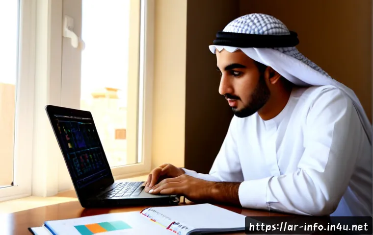 정보처리 필기와 실기의 효율적인 학습 플랜 - Photorealistic Arab university student in modest casual clothing studying for an information technol...